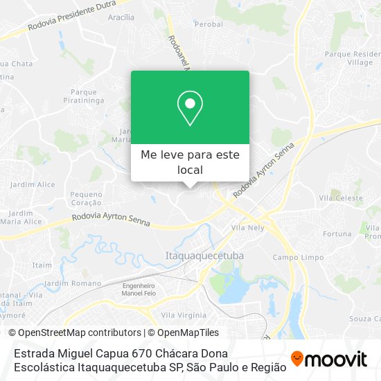 Estrada Miguel Capua  670   Chácara Dona Escolástica   Itaquaquecetuba   SP mapa