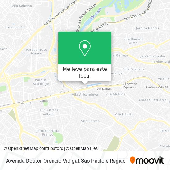 Avenida Doutor Orencio Vidigal mapa