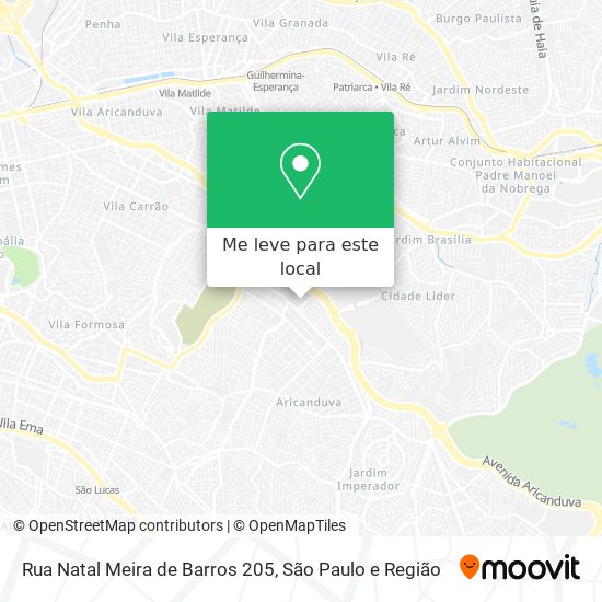 Como chegar até Rua Natal Meira de Barros 205 em Aricanduva de Ônibus ou  Metrô?