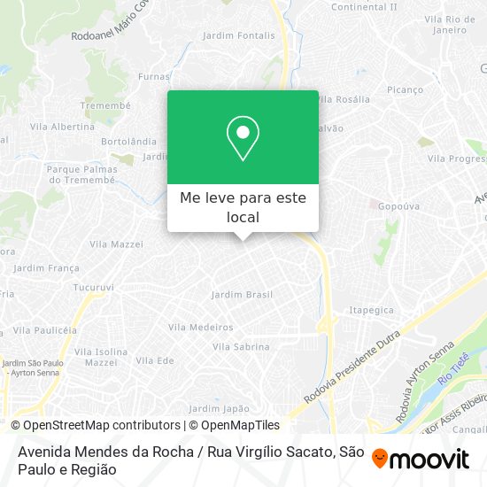 Avenida Mendes da Rocha / Rua Virgílio Sacato mapa