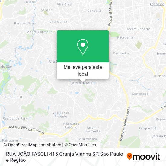 RUA JOÃO FASOLI  415   Granja Vianna   SP mapa