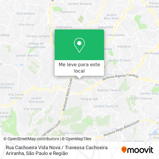 Rua Cachoeira Vida Nova / Travessa Cachoeira Ariranha mapa