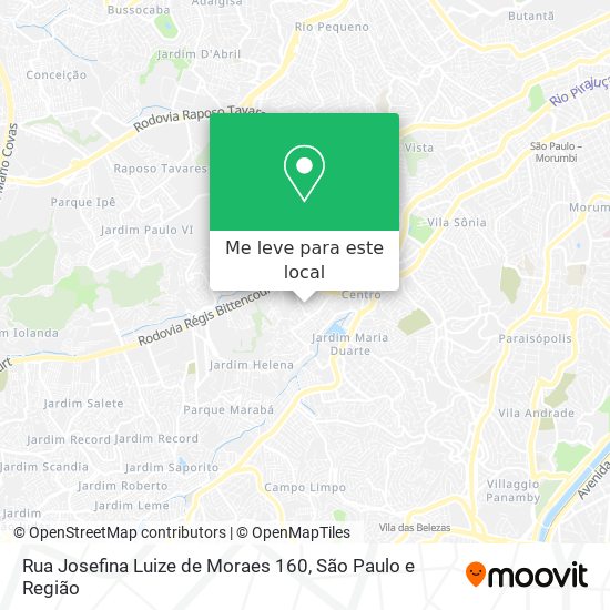 Rua Josefina Luize de Moraes 160 mapa