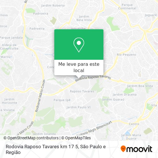 Rodovia Raposo Tavares  km 17 5 mapa