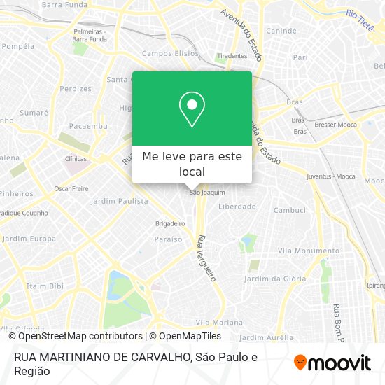 RUA MARTINIANO DE CARVALHO mapa