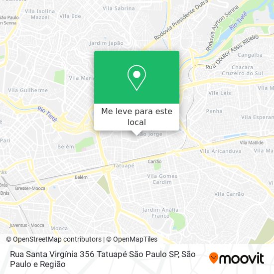 Rua Santa Virgínia   356   Tatuapé   São Paulo   SP mapa