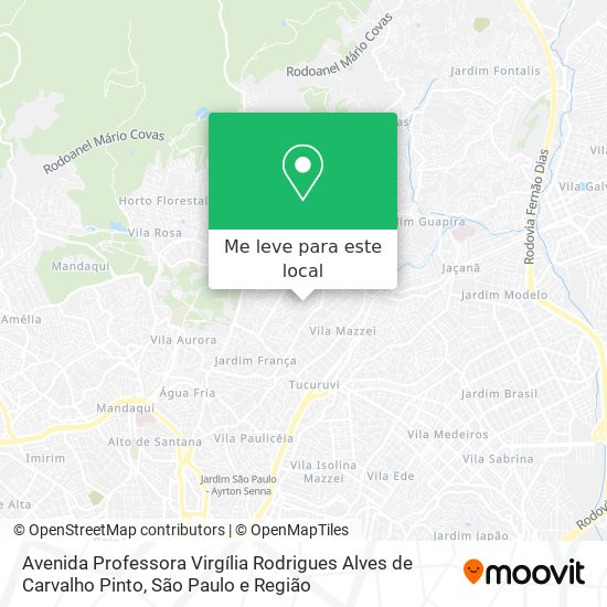 Avenida Professora Virgília Rodrigues Alves de Carvalho Pinto mapa