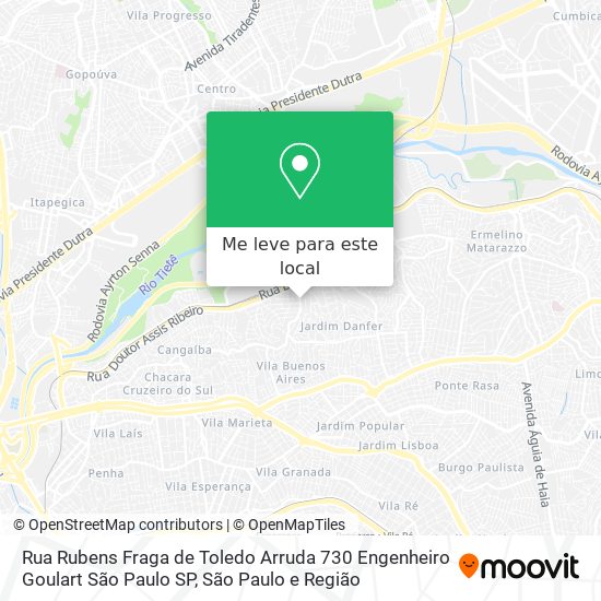 Rua Rubens Fraga de Toledo Arruda  730   Engenheiro Goulart   São Paulo   SP mapa