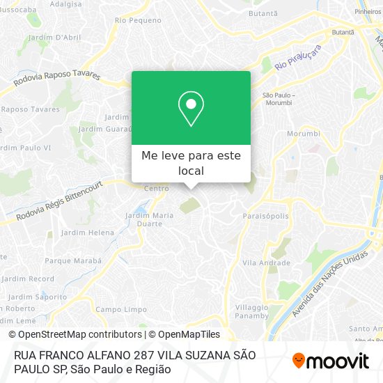 RUA FRANCO ALFANO  287 VILA SUZANA  SÃO PAULO SP mapa