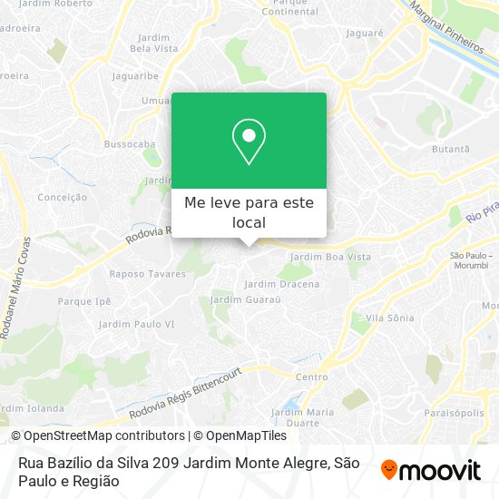 Rua Bazílio da Silva 209   Jardim Monte Alegre mapa