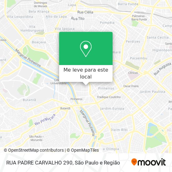 RUA PADRE CARVALHO  290 mapa