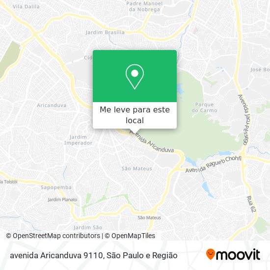 avenida Aricanduva 9110 mapa