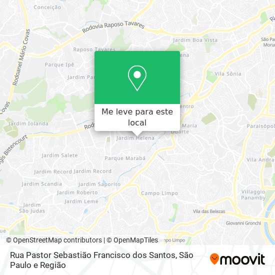 Rua Pastor Sebastião Francisco dos Santos mapa