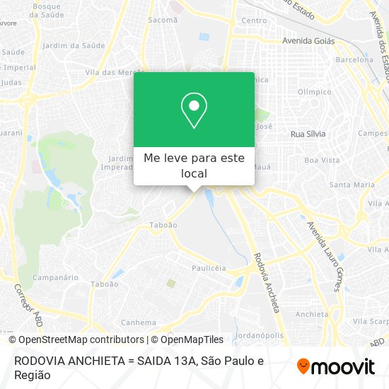 RODOVIA ANCHIETA = SAIDA 13A mapa