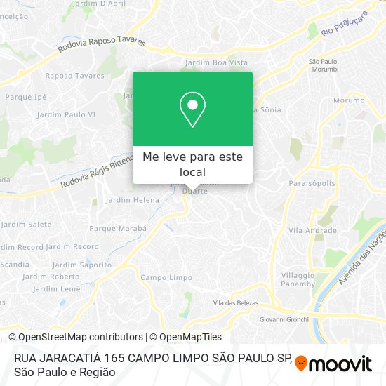 RUA JARACATIÁ  165 CAMPO LIMPO  SÃO PAULO SP mapa