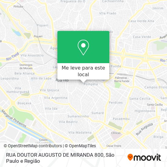 RUA DOUTOR AUGUSTO DE MIRANDA 800 mapa