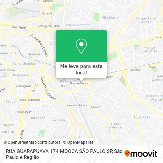 RUA GUARAPUAVA  174 MOOCA  SÃO PAULO SP mapa
