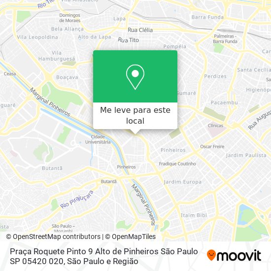 Praça Roquete Pinto  9   Alto de Pinheiros  São Paulo   SP  05420 020 mapa