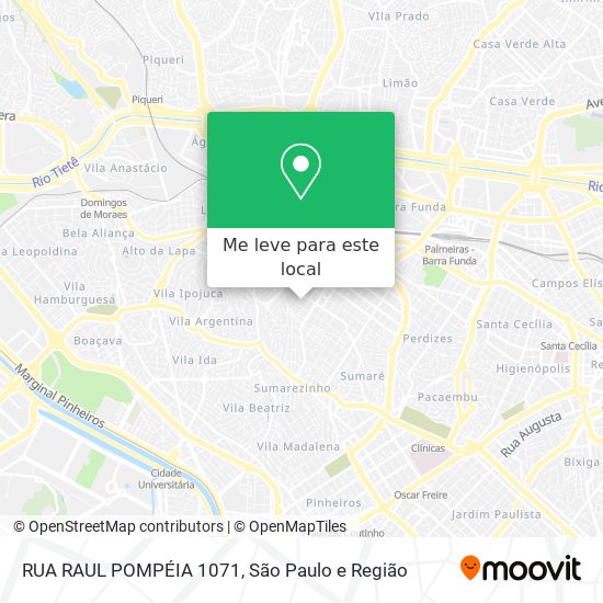 RUA RAUL POMPÉIA 1071 mapa