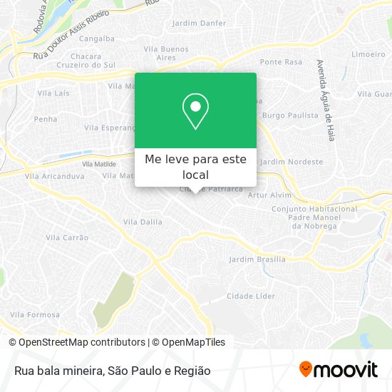 Rua bala mineira mapa