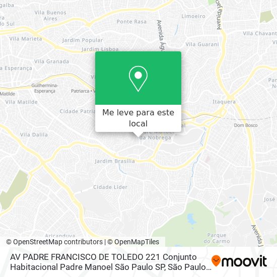 AV PADRE FRANCISCO DE TOLEDO  221   Conjunto Habitacional Padre Manoel   São Paulo   SP mapa