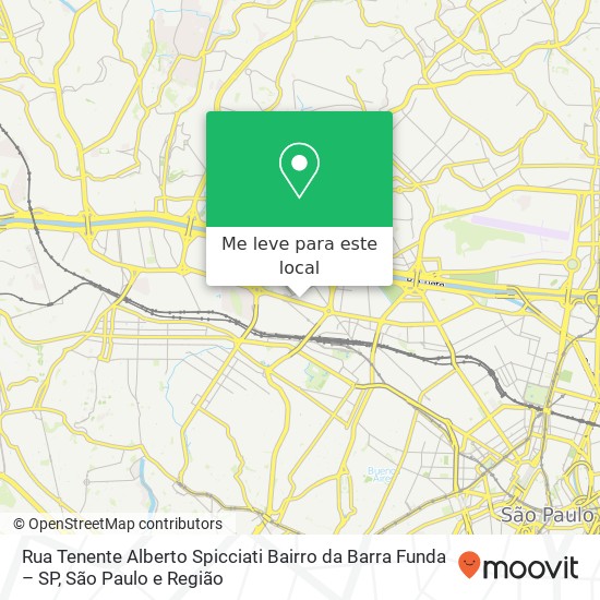 Rua Tenente Alberto Spicciati    Bairro da Barra Funda – SP mapa