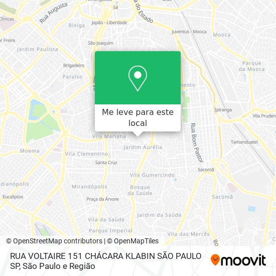 RUA VOLTAIRE  151 CHÁCARA KLABIN  SÃO PAULO SP mapa