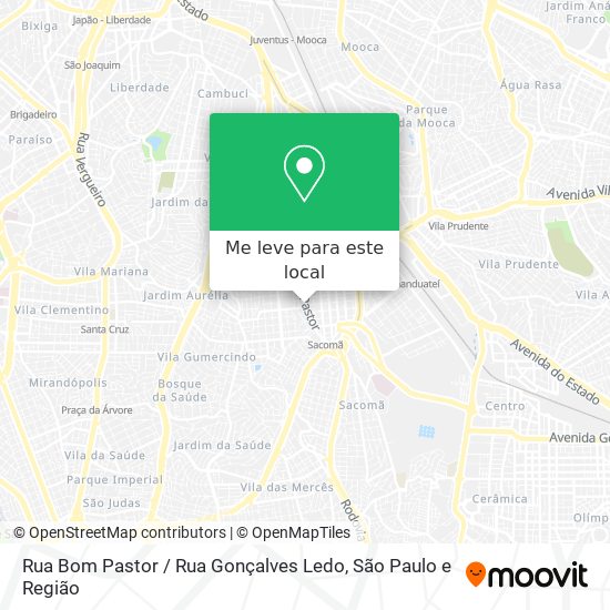 Rua Bom Pastor / Rua Gonçalves Ledo mapa