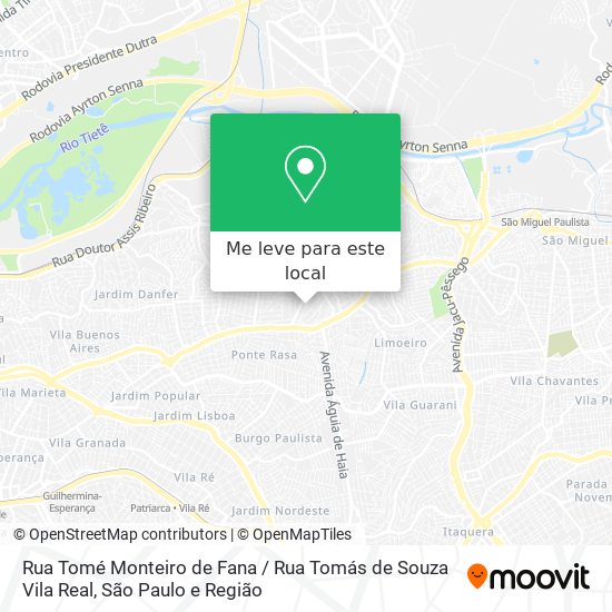 Rua Tomé Monteiro de Fana / Rua Tomás de Souza Vila Real mapa