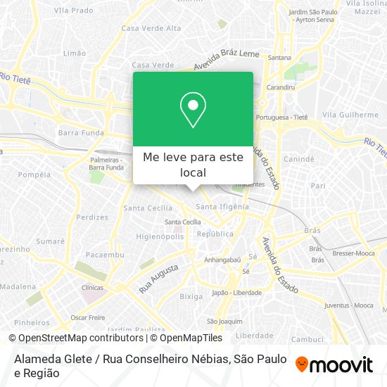 Alameda Glete / Rua Conselheiro Nébias mapa