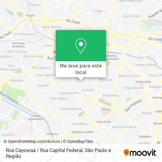 Rua Cayowaá / Rua Capital Federal mapa