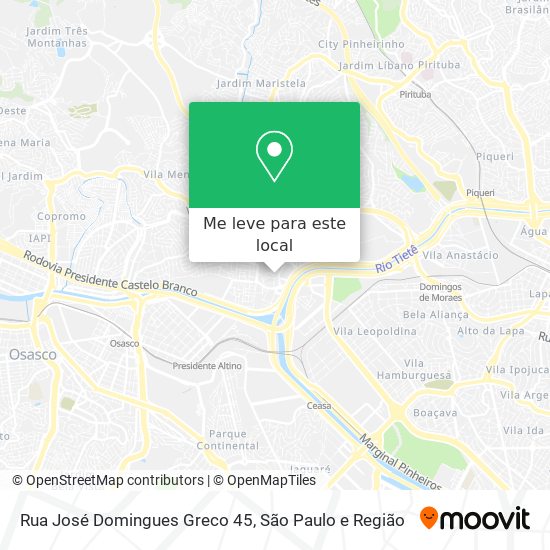 Rua José Domingues Greco 45 mapa