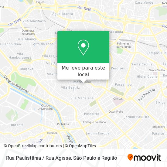 Rua Paulistânia / Rua Agisse mapa