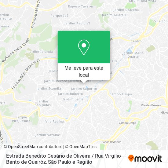 Estrada Benedito Cesário de Oliveira / Rua Virgílio Bento de Queiróz mapa