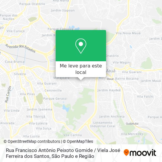 Rua Francisco Antônio Peixoto Gomide / Viela José Ferreira dos Santos mapa