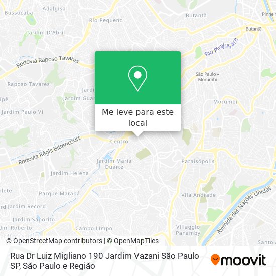 Rua Dr  Luiz Migliano  190   Jardim Vazani  São Paulo   SP mapa