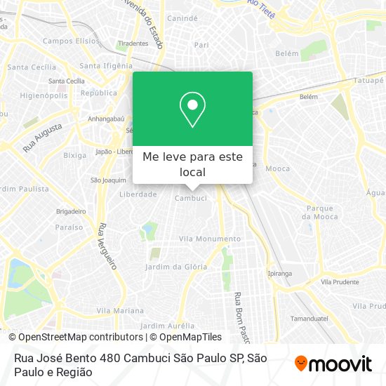 Rua José Bento  480   Cambuci São Paulo SP mapa