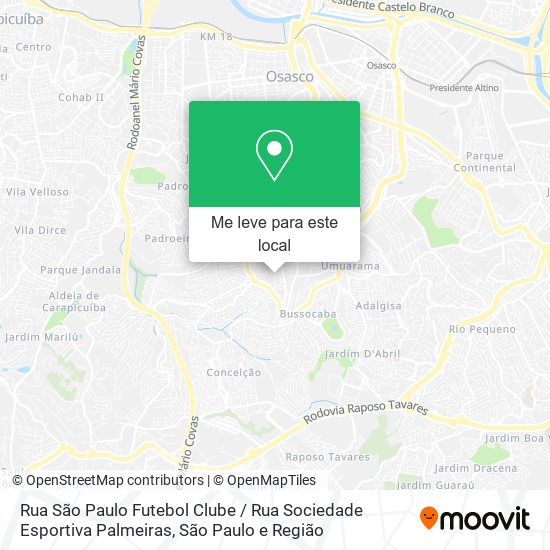 Rua São Paulo Futebol Clube / Rua Sociedade Esportiva Palmeiras mapa