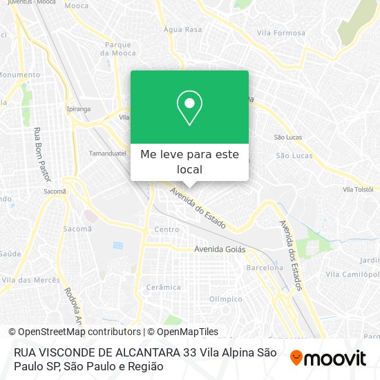 RUA VISCONDE DE ALCANTARA  33   Vila Alpina   São Paulo   SP mapa