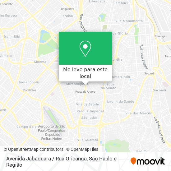Avenida Jabaquara / Rua Oriçanga mapa