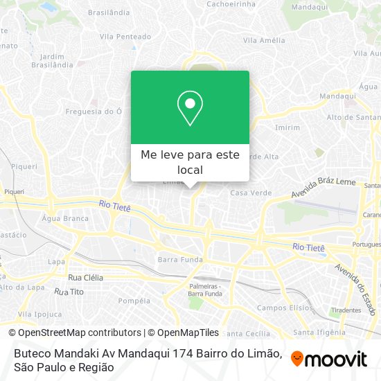 Buteco Mandaki Av Mandaqui 174 Bairro do Limão mapa