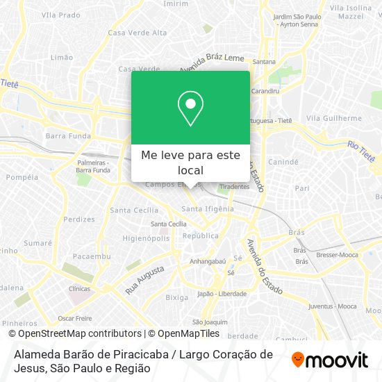 Alameda Barão de Piracicaba / Largo Coração de Jesus mapa