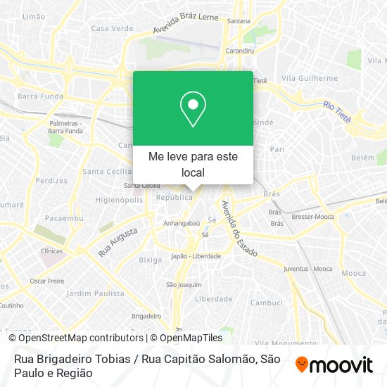 Rua Brigadeiro Tobias / Rua Capitão Salomão mapa