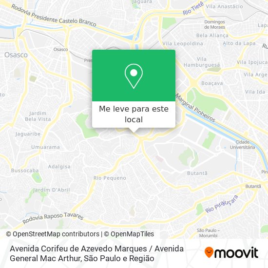 Avenida Corifeu de Azevedo Marques / Avenida General Mac Arthur mapa