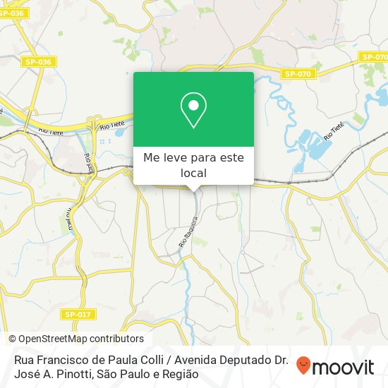 Rua Francisco de Paula Colli / Avenida Deputado Dr. José A. Pinotti mapa