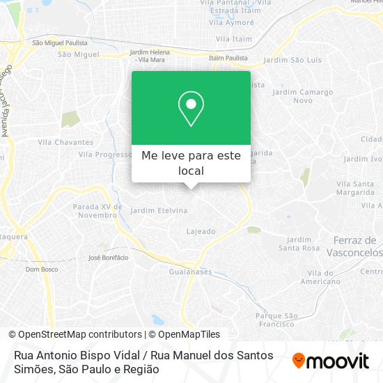 Rua Antonio Bispo Vidal / Rua Manuel dos Santos Simões mapa