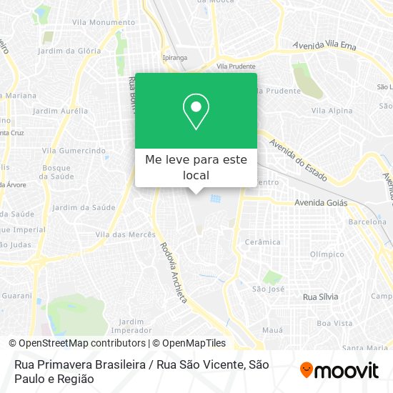 Rua Primavera Brasileira / Rua São Vicente mapa
