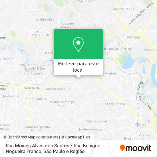 Rua Moisés Alves dos Santos / Rua Benigno Nogueira Franco mapa