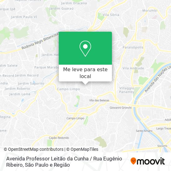 Avenida Professor Leitão da Cunha / Rua Eugênio Ribeiro mapa