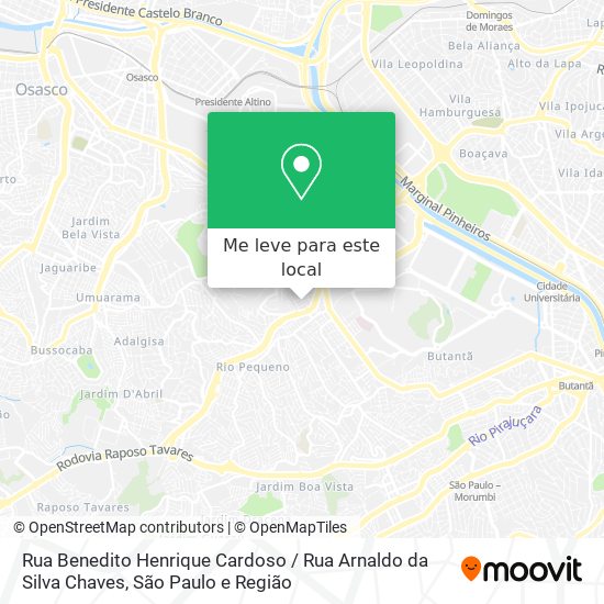 Rua Benedito Henrique Cardoso / Rua Arnaldo da Silva Chaves mapa